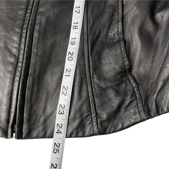 La Nouvelle Renaissance Black Genuine Leather Jacket Size L Y2K 90s Minimalist - Picture 8 of 9